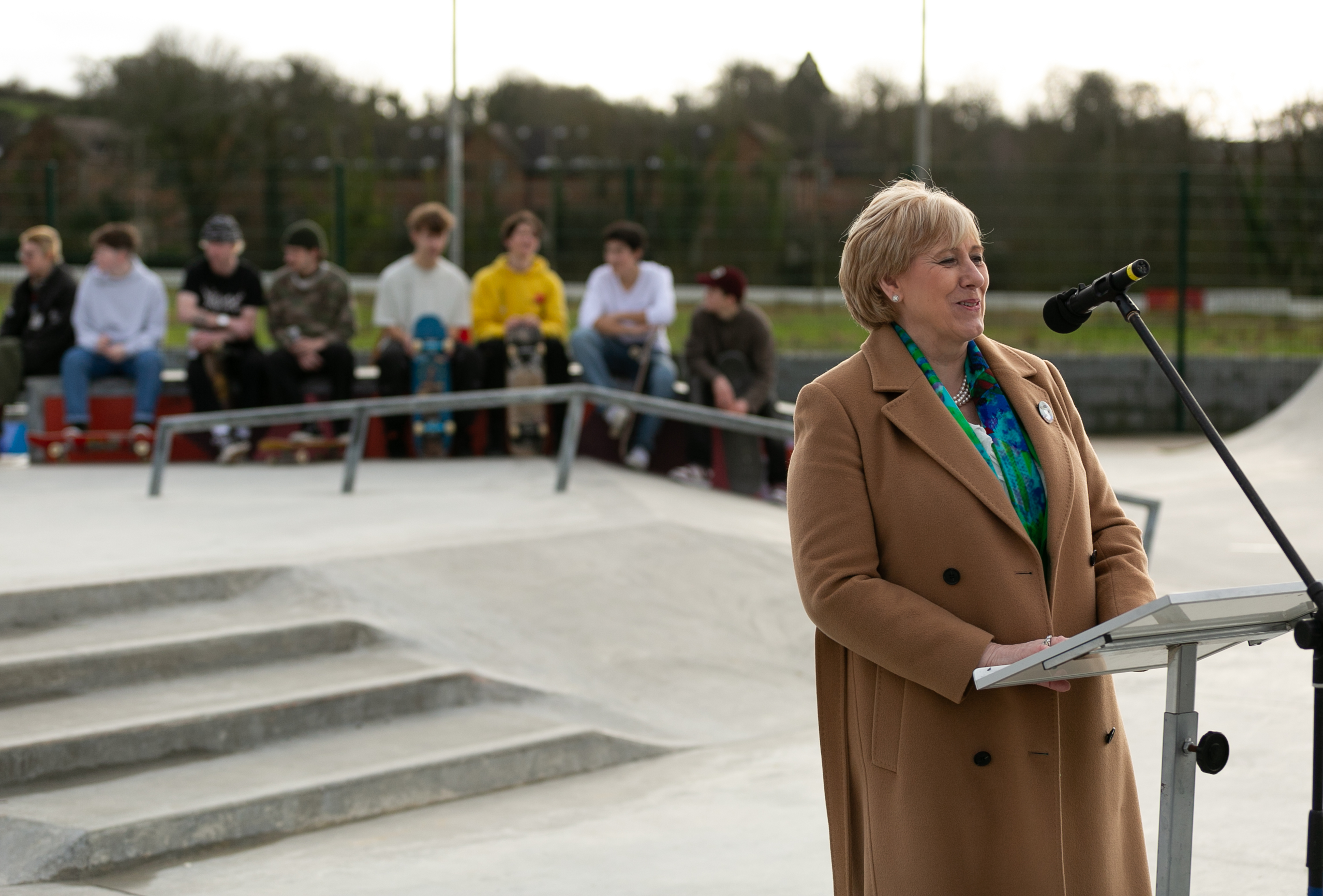 skatepark-43 Minister Heather Humphreys talking at the official opening event